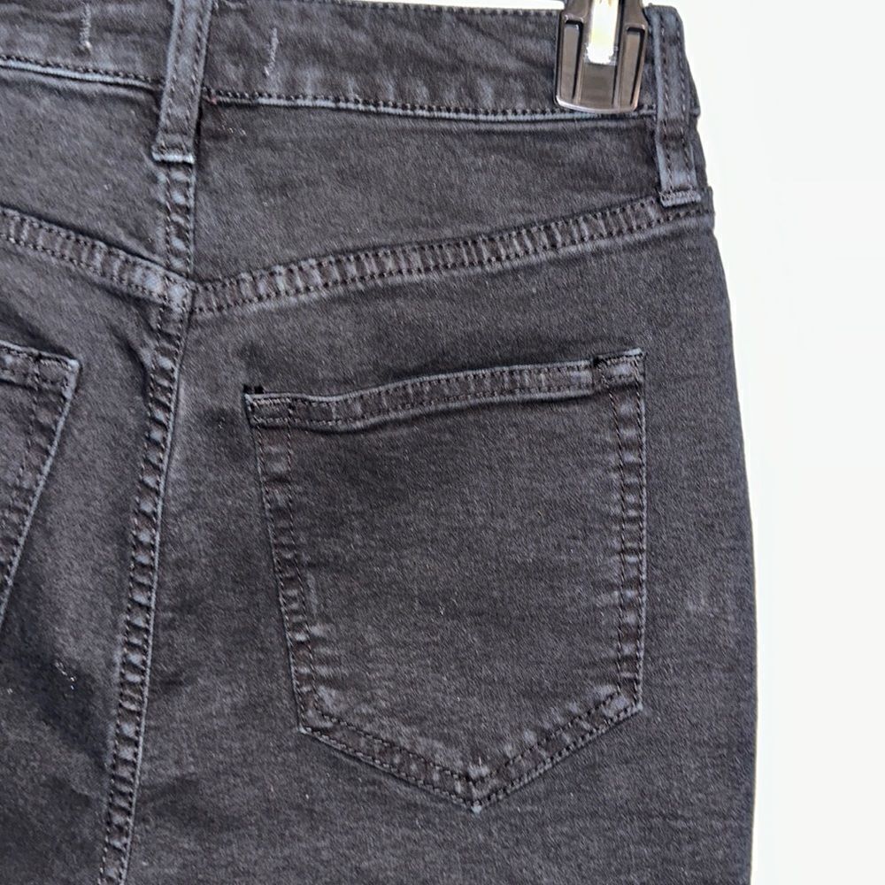 free people 26 crvy High Rise Black Raw Fringe Frayed Hem Denim Shorts - Picture 11 of 13